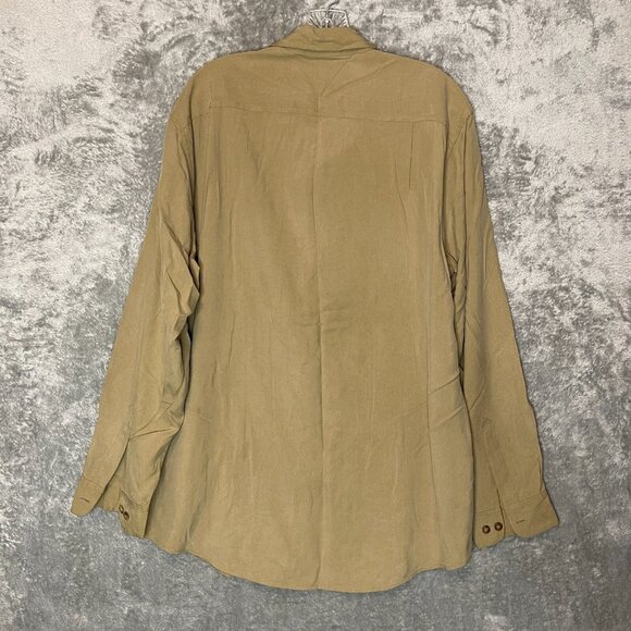 Claiborne Men Classic Neutral Old Money Retro 70s 100% Silk Button Shirt L - Picture 2 of 11
